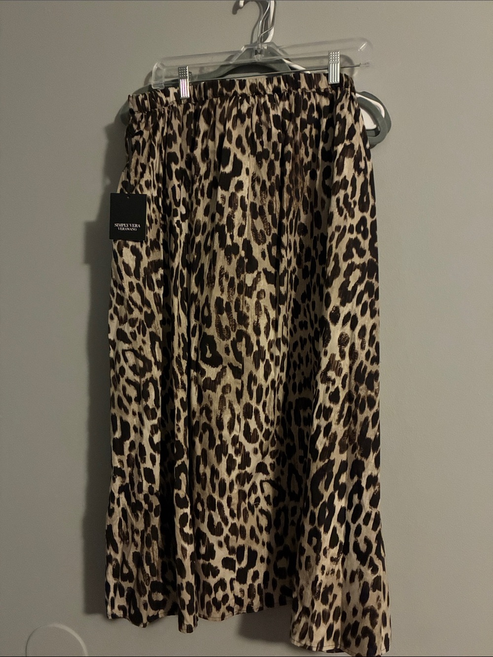 Simply Vera Vera Wang Leopard-Print Midi Skirt in Beige & Black